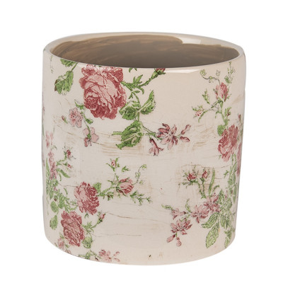 POT DE FLEURS Ø 14X13 CM BEIGE ROSE CÉRAMIQUE